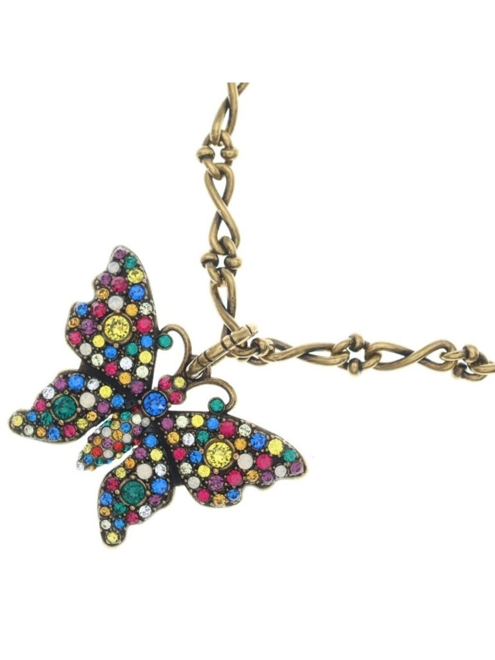 Gucci Butterfly Pendant Rhinestone Gold Plated